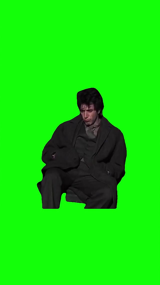 Al Pacino sitting reflecting green screen