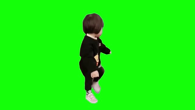 Asian girl dance green screen