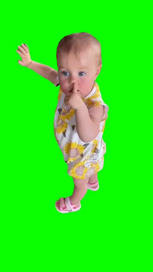 Baby picking nose green screen