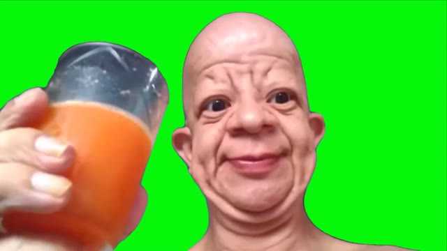 Bald Guy Drinks Orange Juice green screen