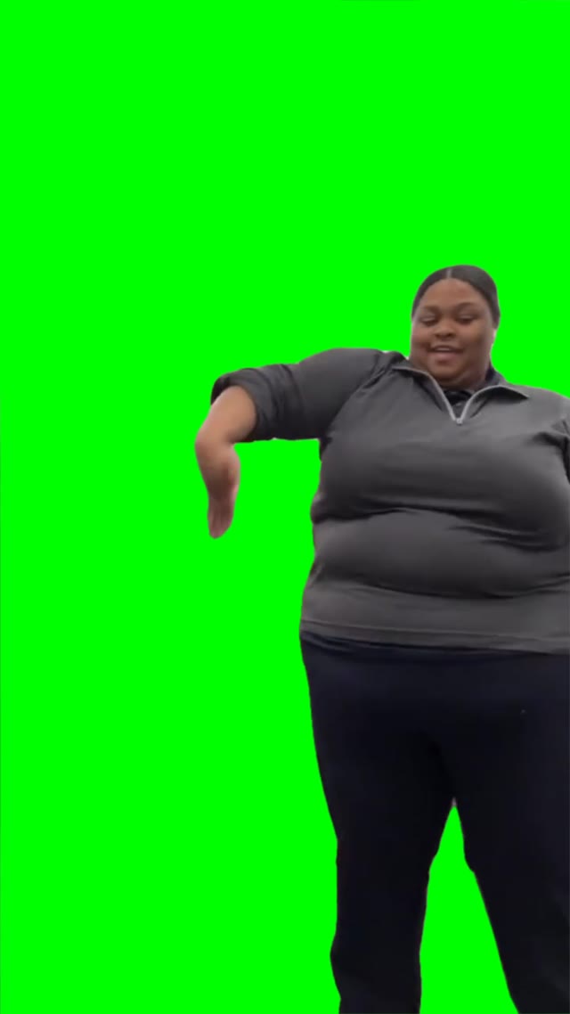 Big girl dancing green screen