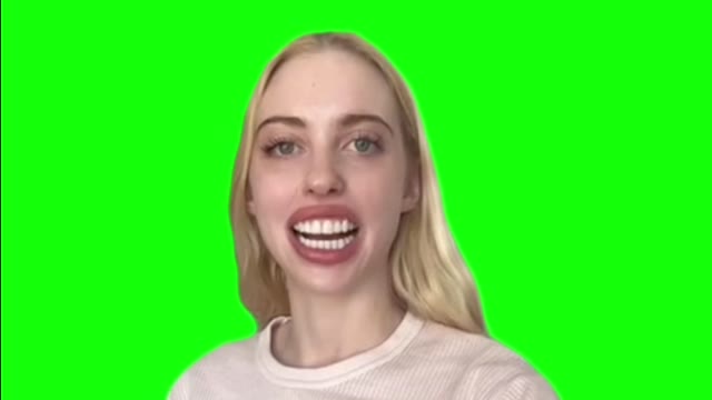 Big smile laugh green screen