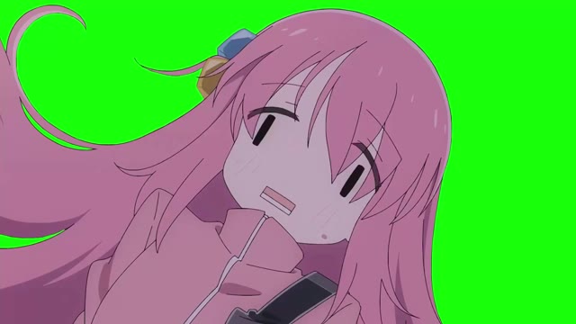 Bocchi The Rock Hitori Confused green screen