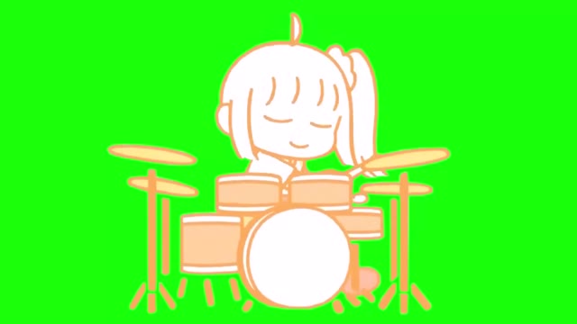 Bocchi The Rock Nijika playing the drums green screen