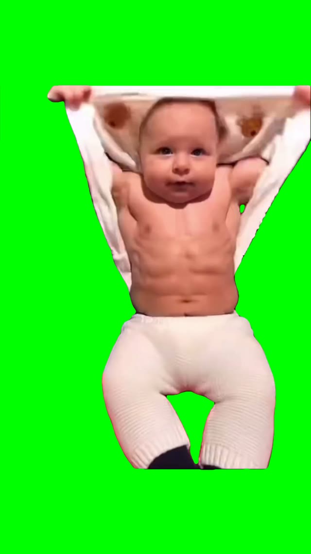 Body builder baby green screen