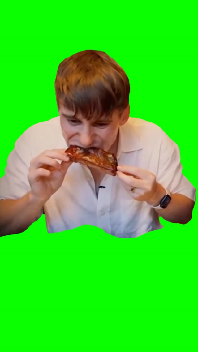 Brittish trying ribs first time green screen