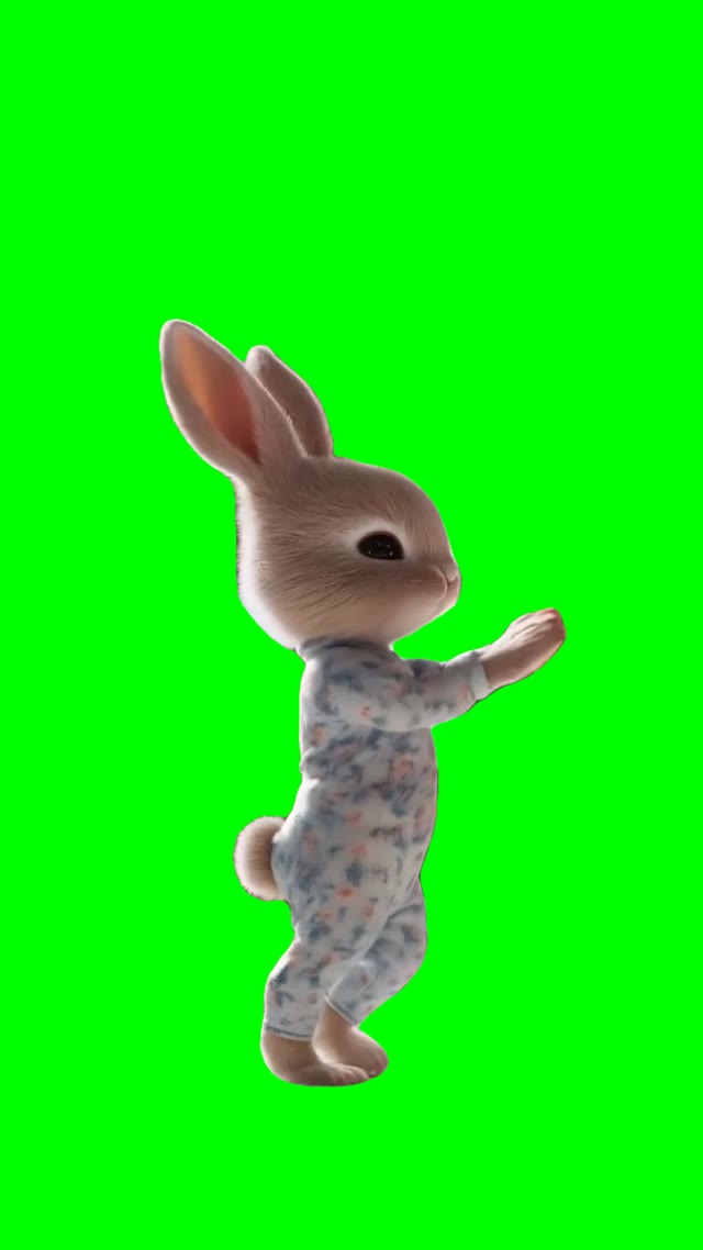 Bunny stretching Yoga green screen