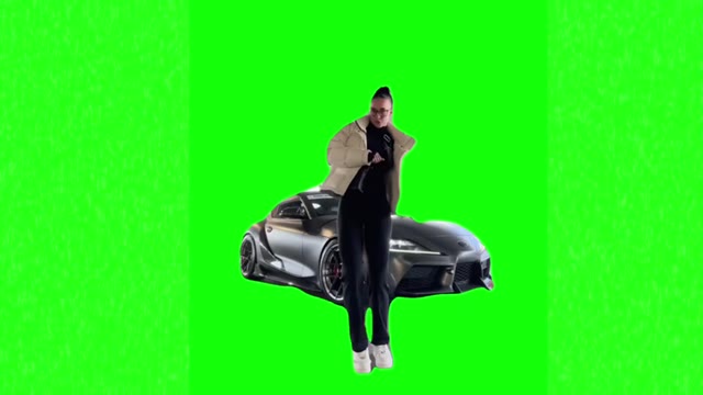 Carnival dance with car green screen
