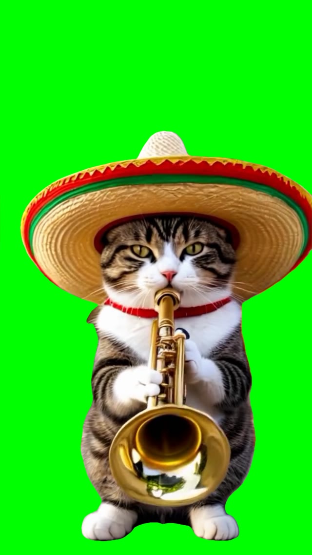 Cat playing Despasito green screen
