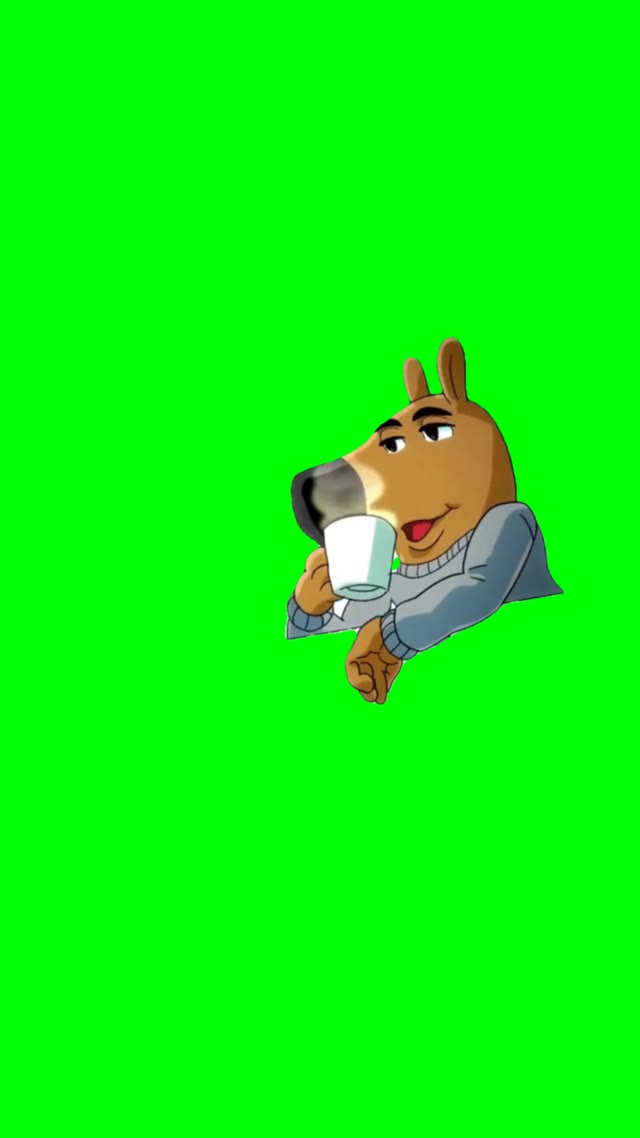 Chill guy sipping coffee green screen