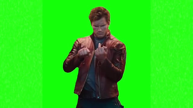 Chris Pratt middle finger green screen