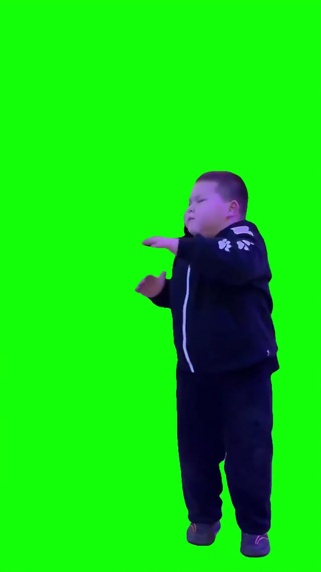 Chubby kid dancing green screen