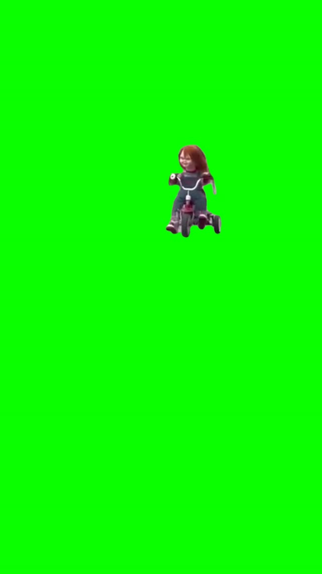 Chuck riding Tricycle green screen