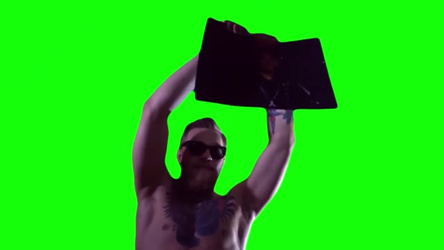 Conor McGregor Caveman Eating Paper green screen