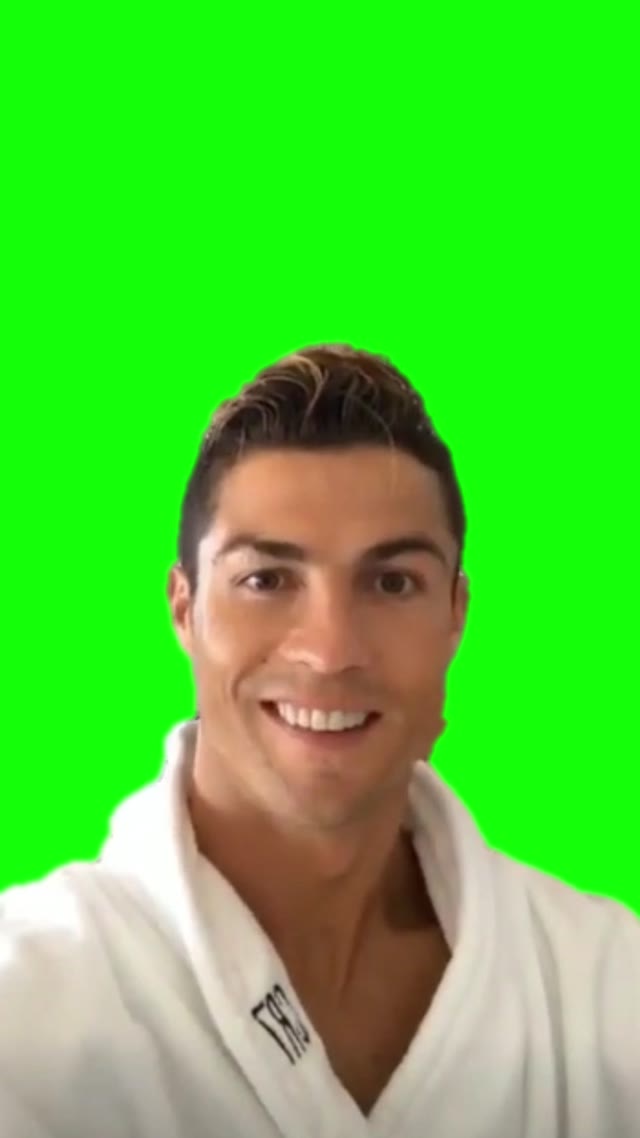 CristianoRonaldoDrinkingandSmilingMemeG green screen