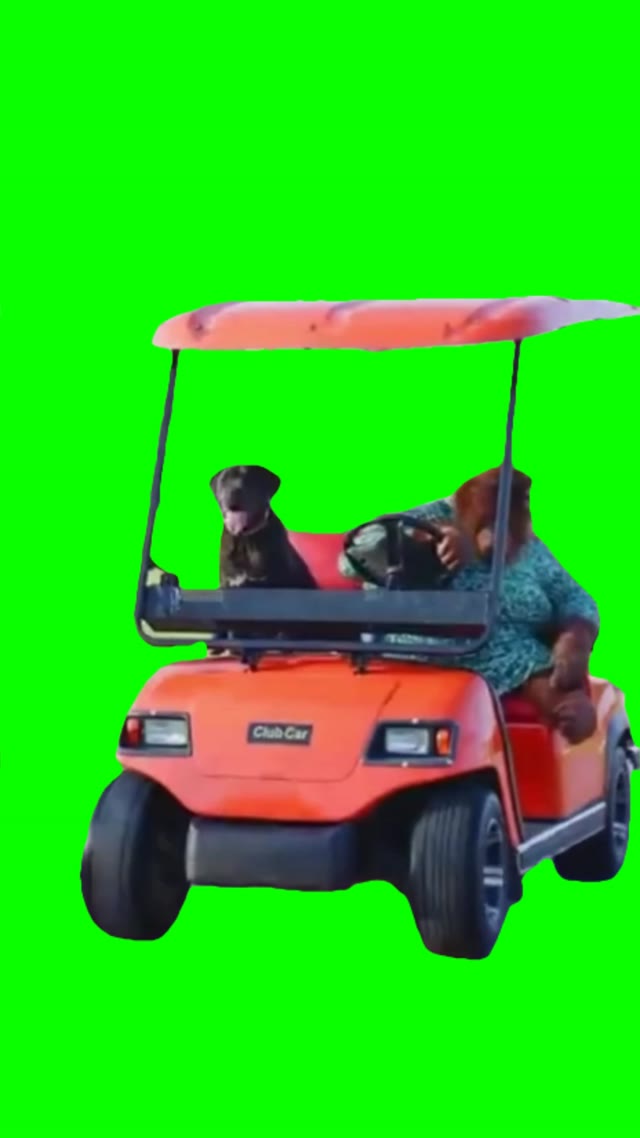 Cruising on golfcart green screen