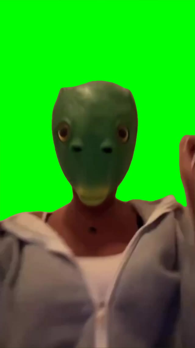 Dancing in frogs mask green screen