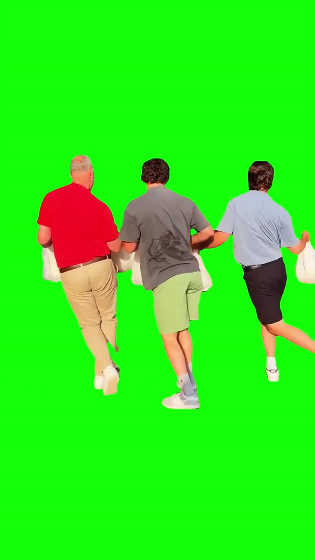 Dancing with bags green screen
