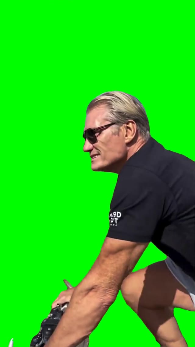 Dolph riding a bike  green screen