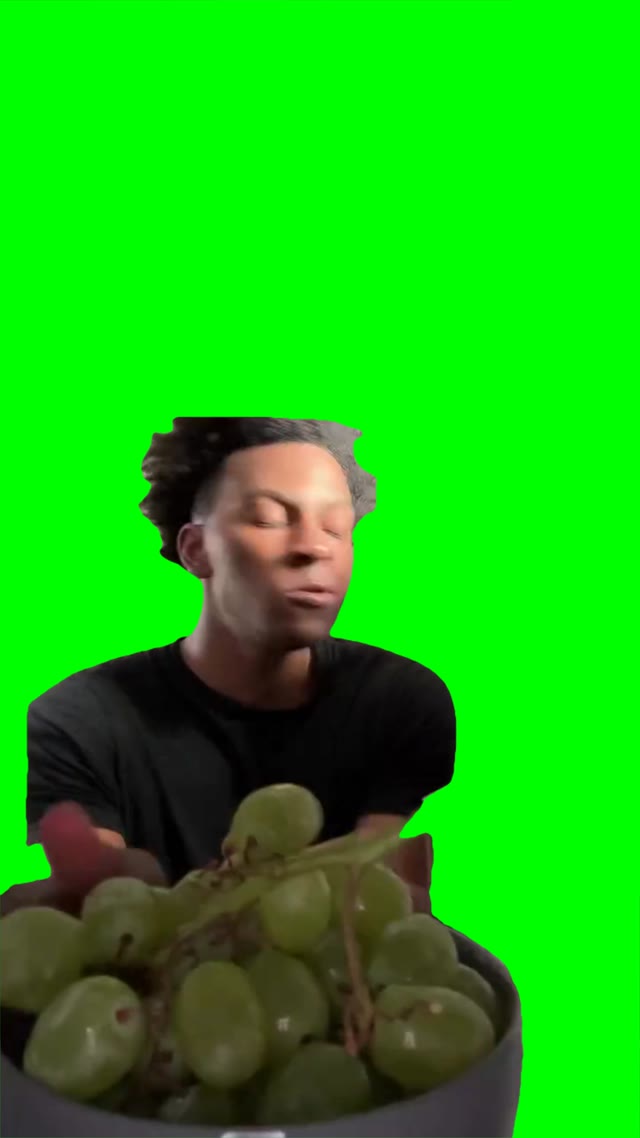 Eating grapes green screen