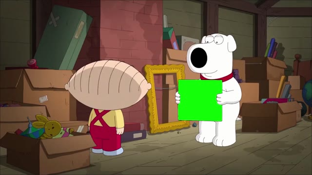 Family Guy Stewie Scared of Queen Album green screen