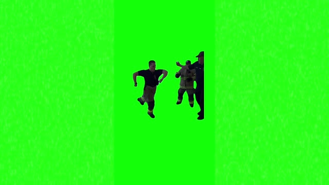 Firefighters dance green screen