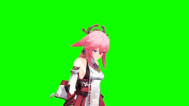Genshin Impact Yae Miko Persona 4 Specialist green screen