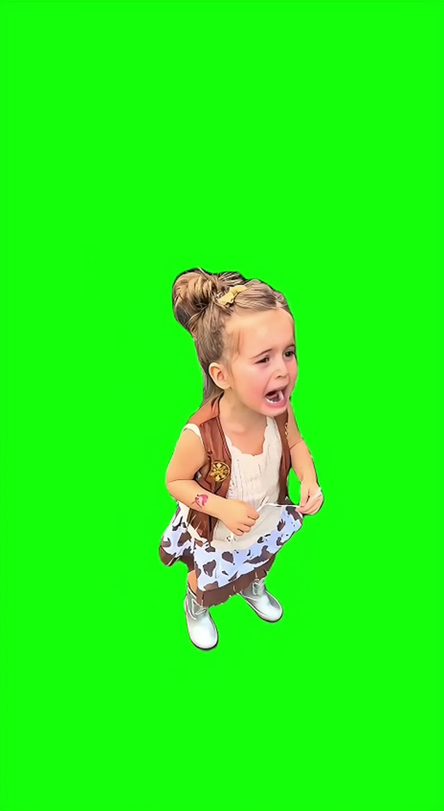 Girl crying 4k green screen