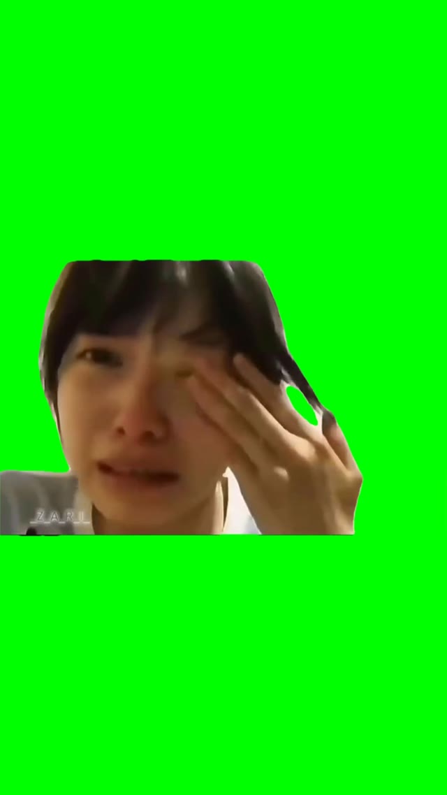 Girl fake Crying green screen