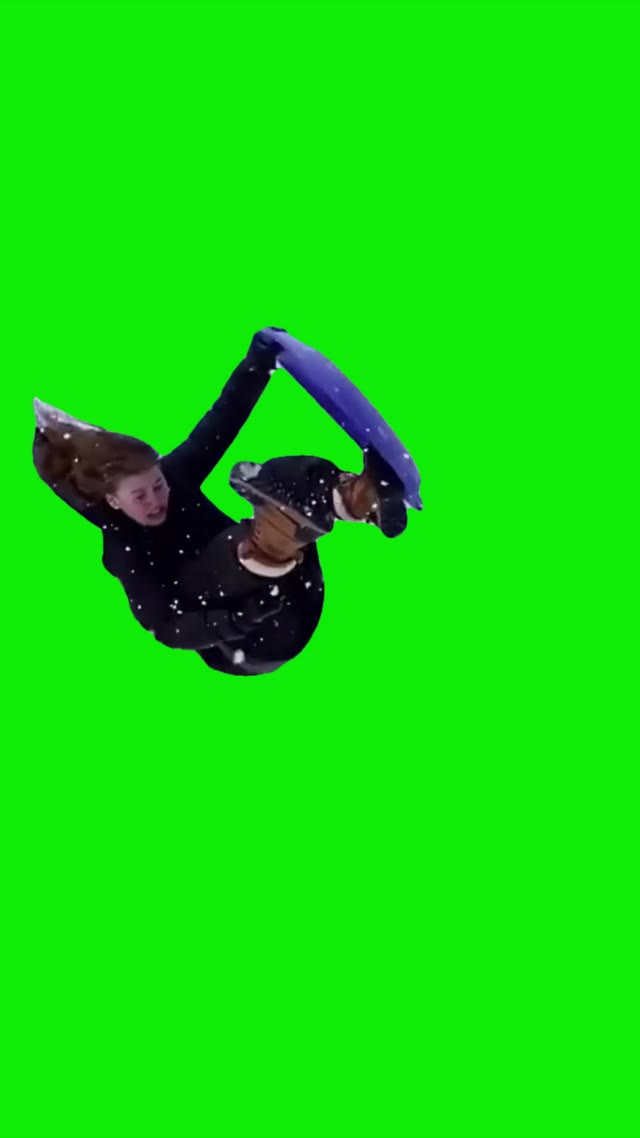 Girl falls off green screen