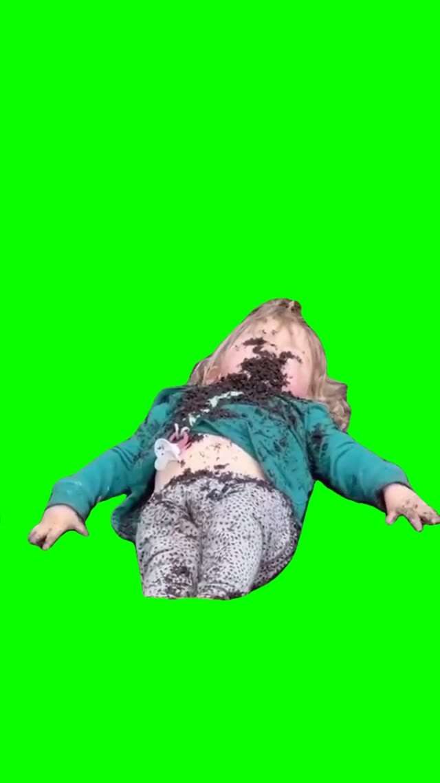 Girl playing with dirt green screen