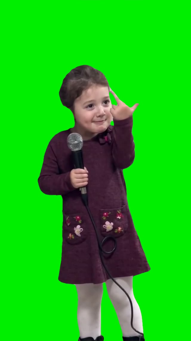 Girl showing the bird green screen