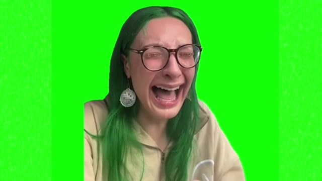 Girl sobbing to new Taylor Swift album green screen