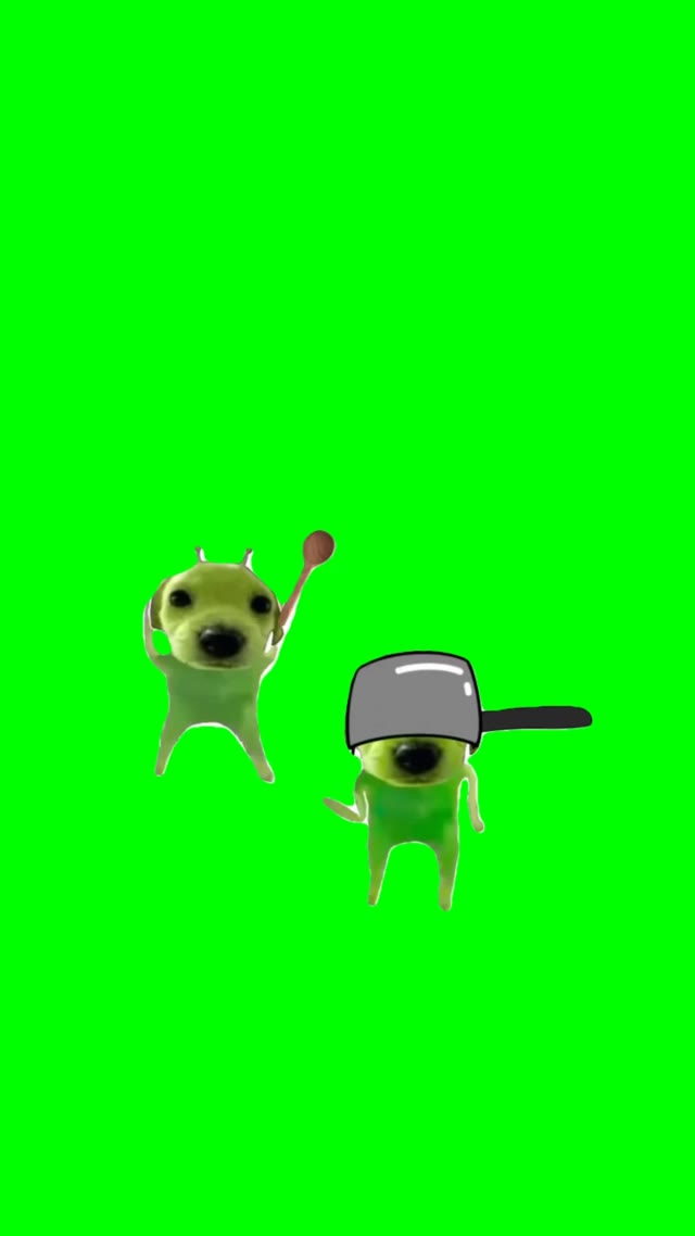 Green Pups Dancing green screen