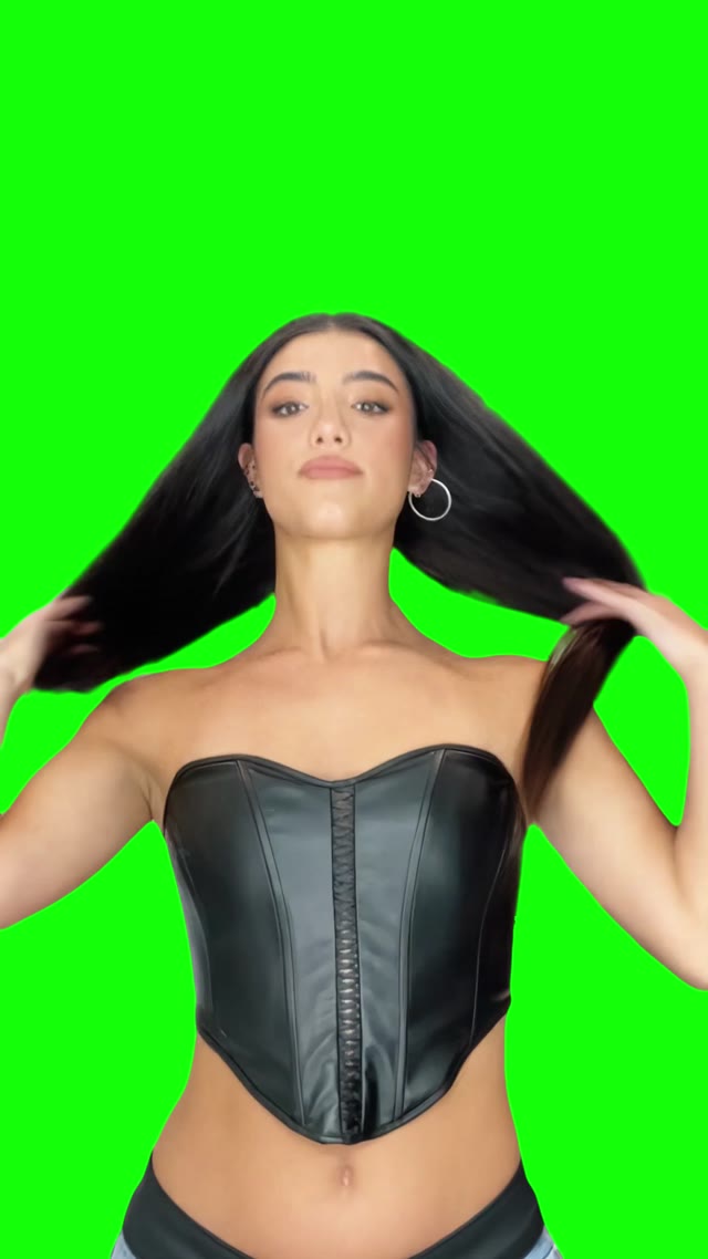 Green Screen Template of a TikTok featuring Charli DAmelio with the Dont Cha song playing green screen