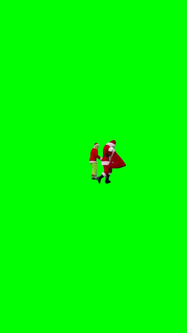 Grinch chasing santa green screen