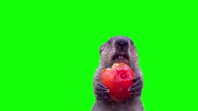Groundhog Eating Stolen Crops green screen
