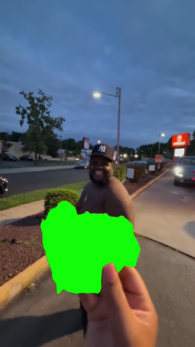 Guy chasing green screen