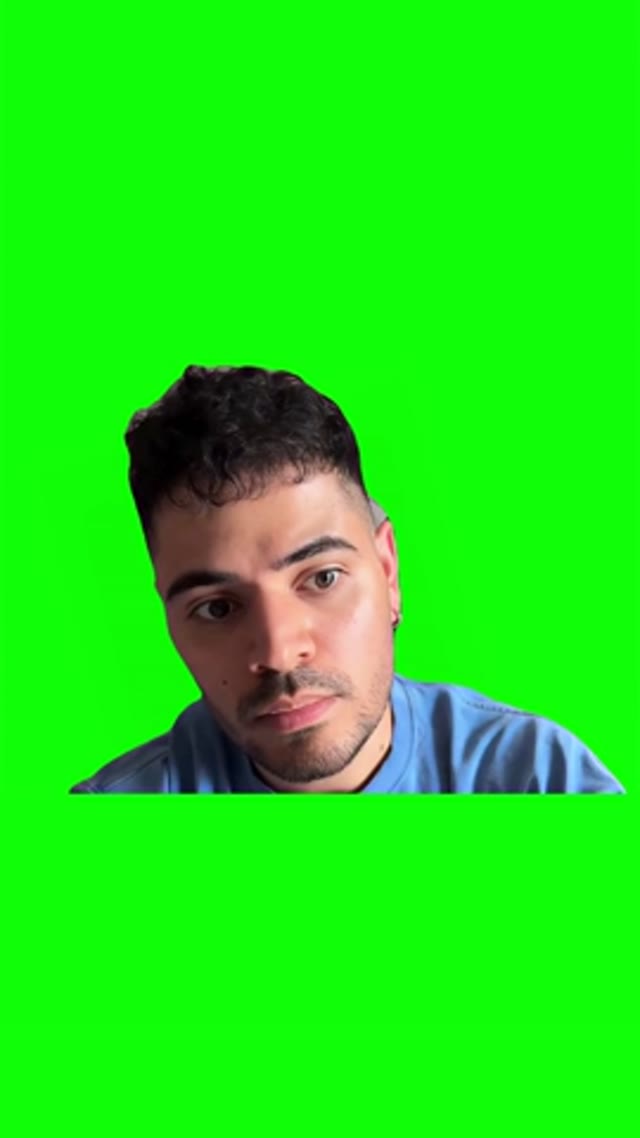 Guy cringing  green screen