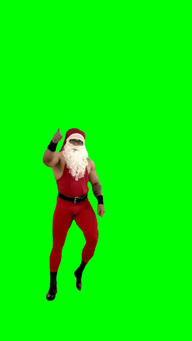 Guy dressed santa suit dancing green screen