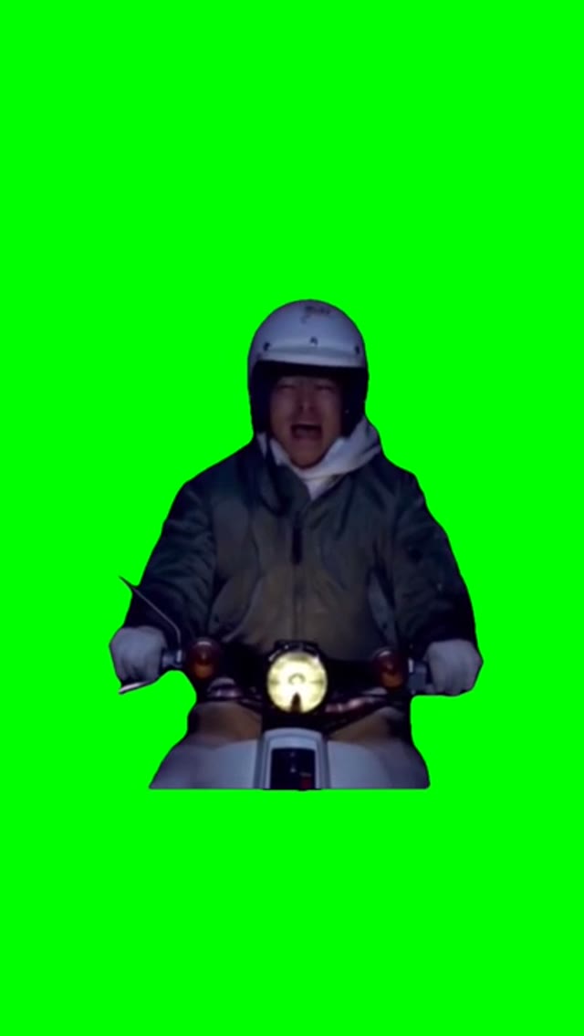 Guy screaming while riding  green screen