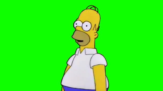 Homer disappears into bushes green screen