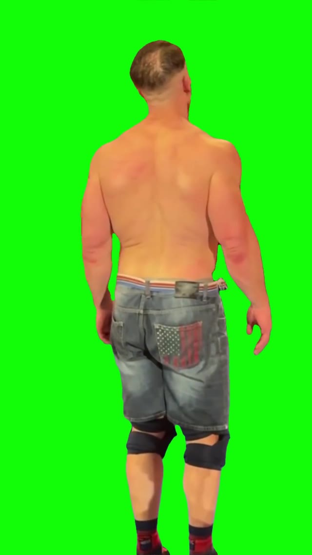 John Cena turns around green screen