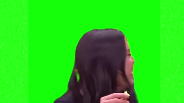 Kelsie plum eating popcorn green screen