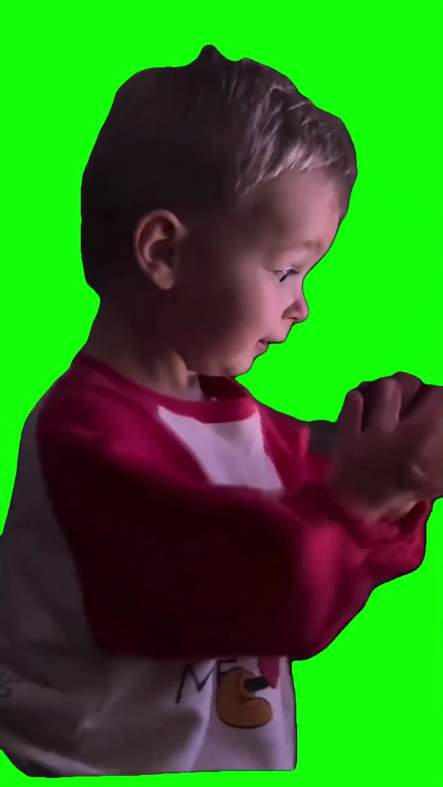 Kid clapping excitingly green screen