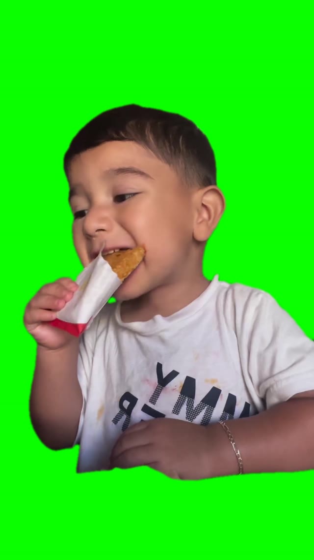 Kid eating McDonalds green screen