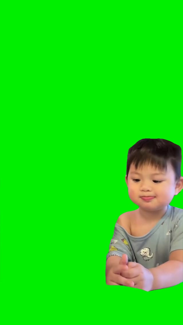 Kid gags green screen