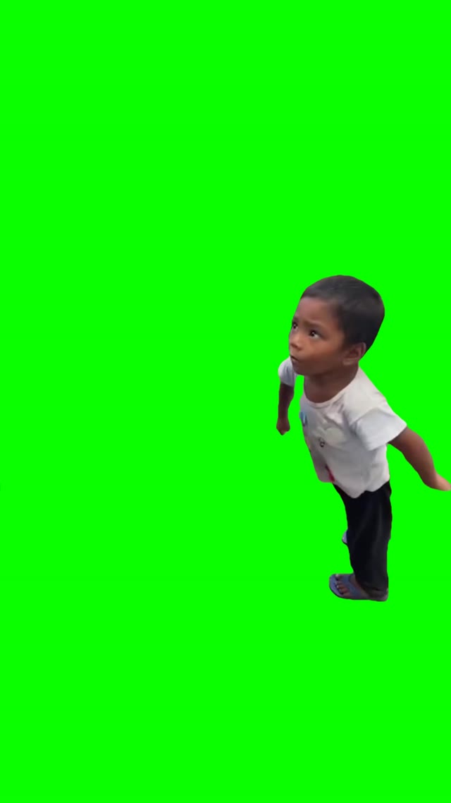Kid punching green screen