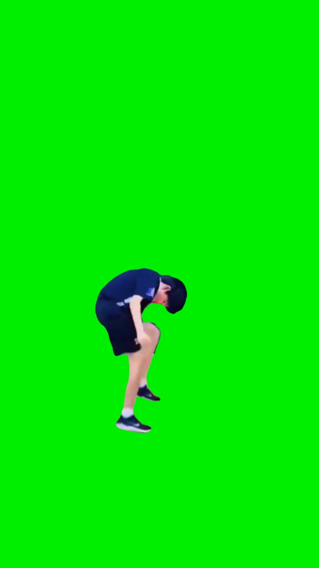 Kid running fast in one place green screen