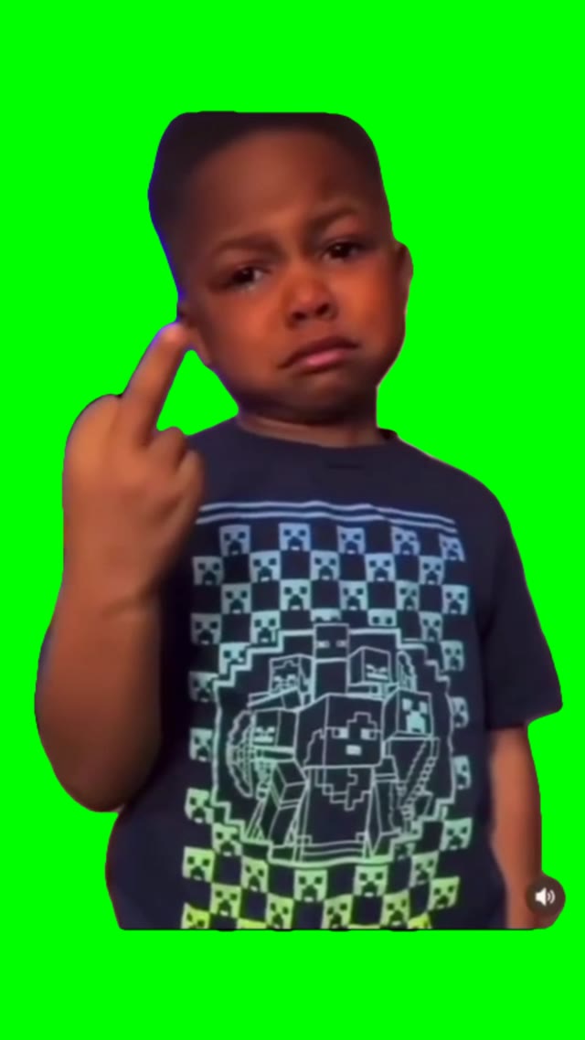Kid showing a finger green screen